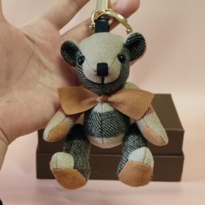 Burb Cute Plaid Cashmere Teddy Bear Bag Charm