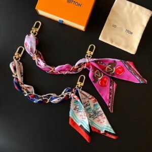 LULU Luxury Letter & Heart Print Scarf Bag Chain
