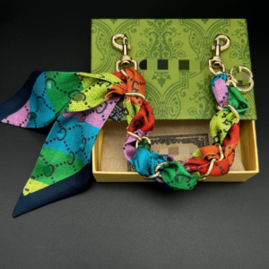 GG Trendy Heart & Geometric Print Scarf Bag Chain