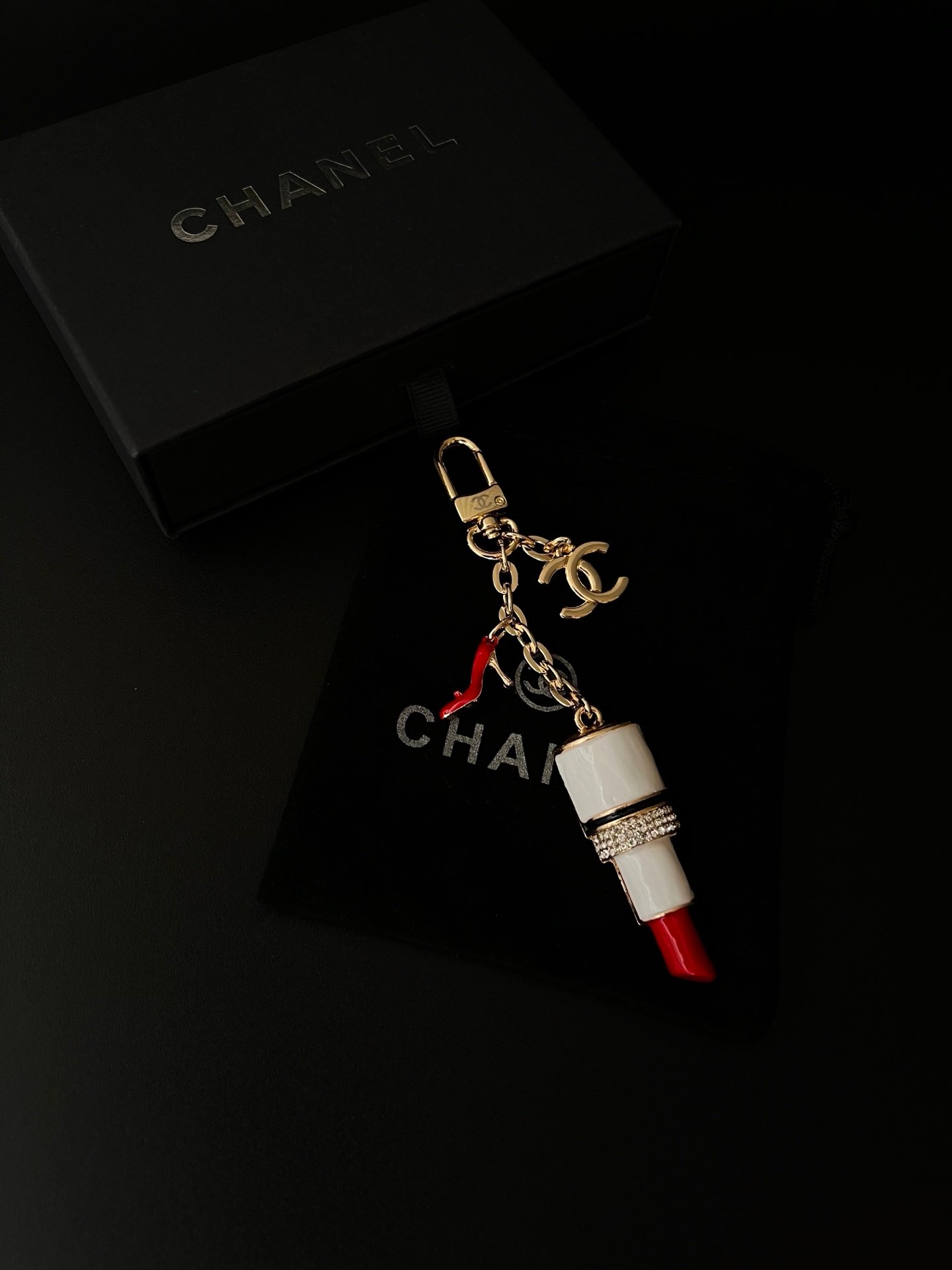 cc lipstick keychain bagcharm