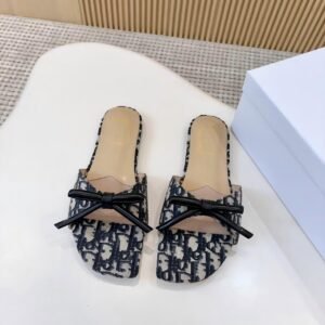 D Women's Vintage Monogram Print Slide Sandals