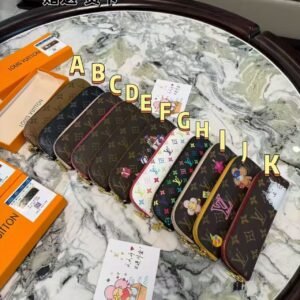 LULU Retro Monogram Print Leather Pencil Pouch